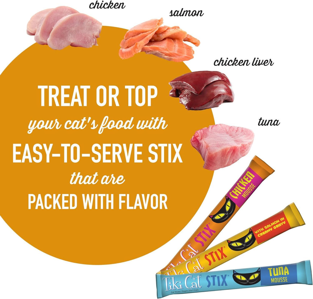 Pet Faves Tiki Cat Stix variety jar, simple daily indulgence.