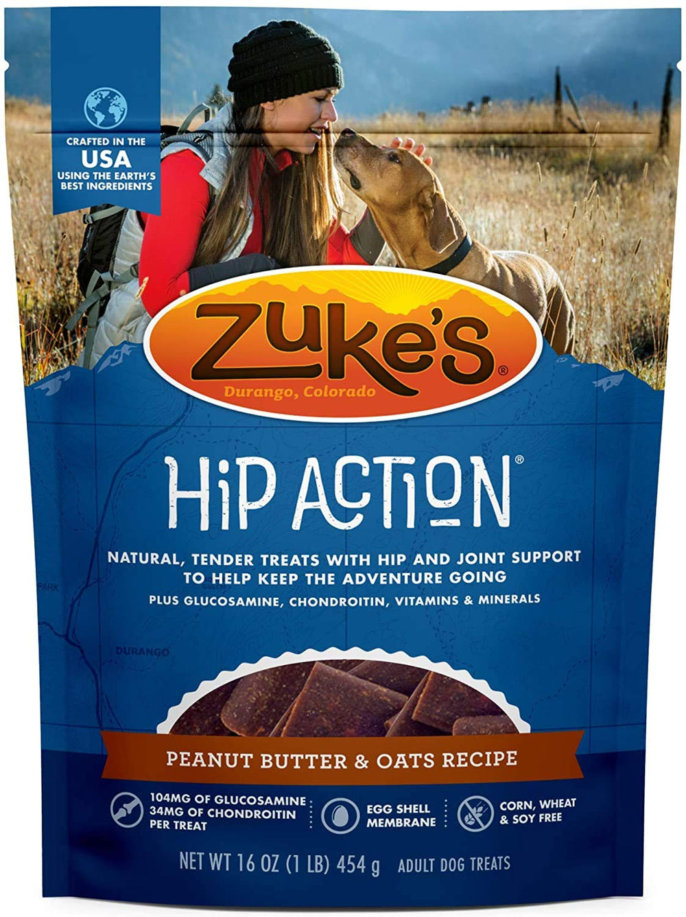 Pet Faves Zuke Hip Action Chicken Treats for dogs—joint mobility and enjoyable bite.