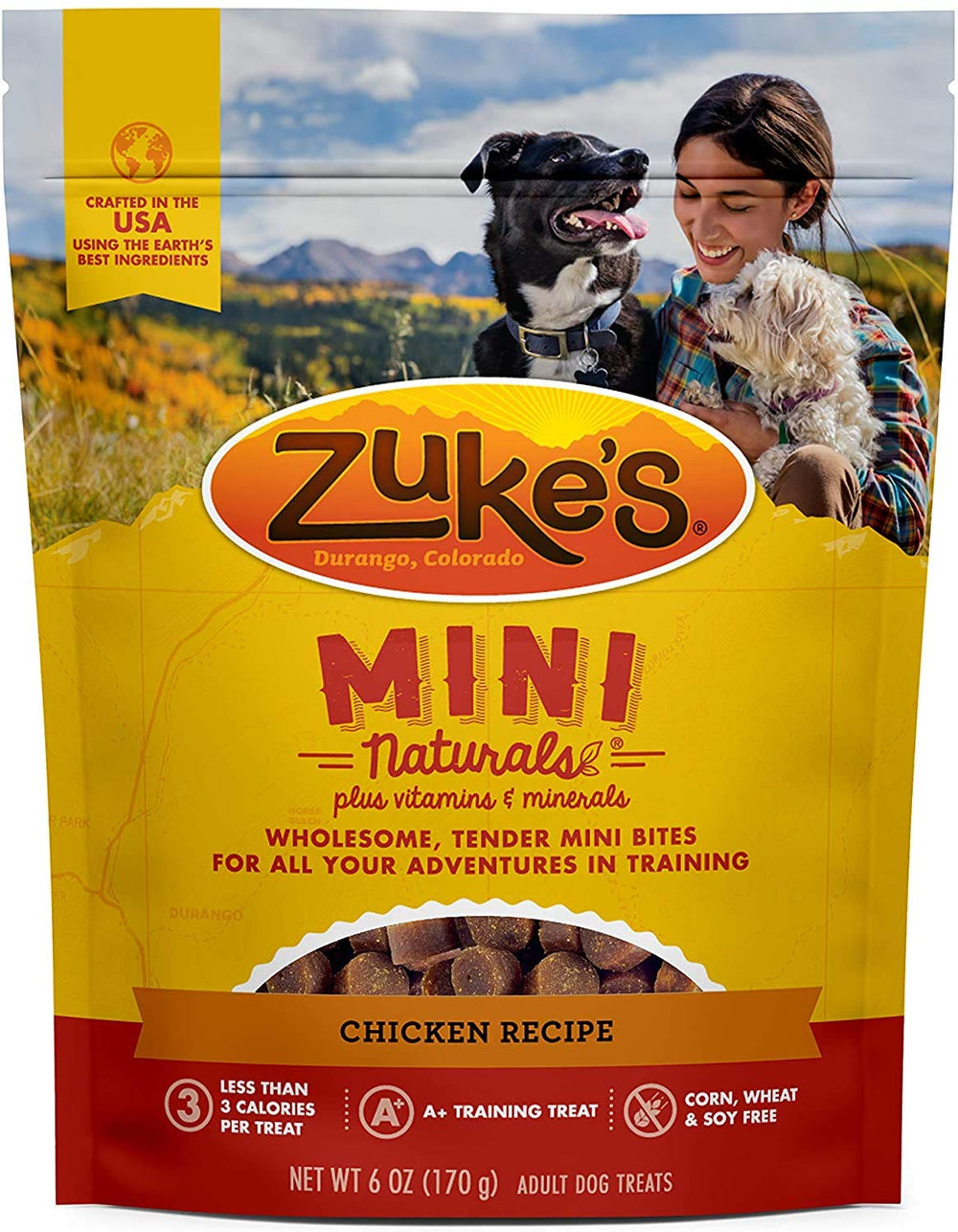 Pet Faves Zuke Mini Naturals beef treats ideal for tasty rewards.