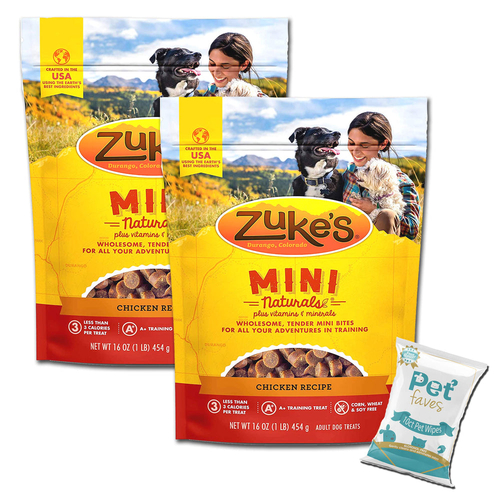 Pet Faves Zuke Mini Naturals chicken 16oz bag with real chicken.