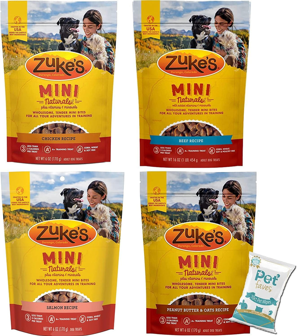 Pet Faves Zuke Mini Naturals chicken treats for training and daily rewards.