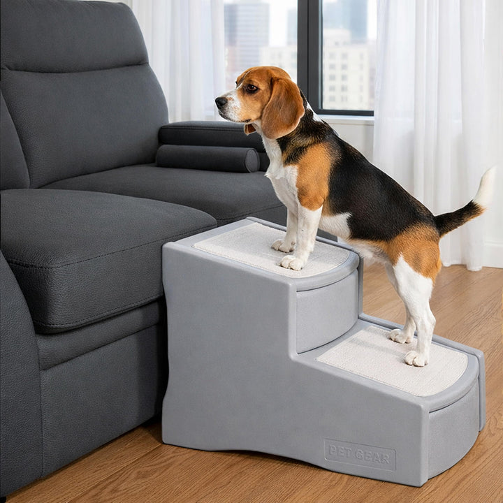 Pet Gear Easy Step II stairs side view with two wide steps for pets