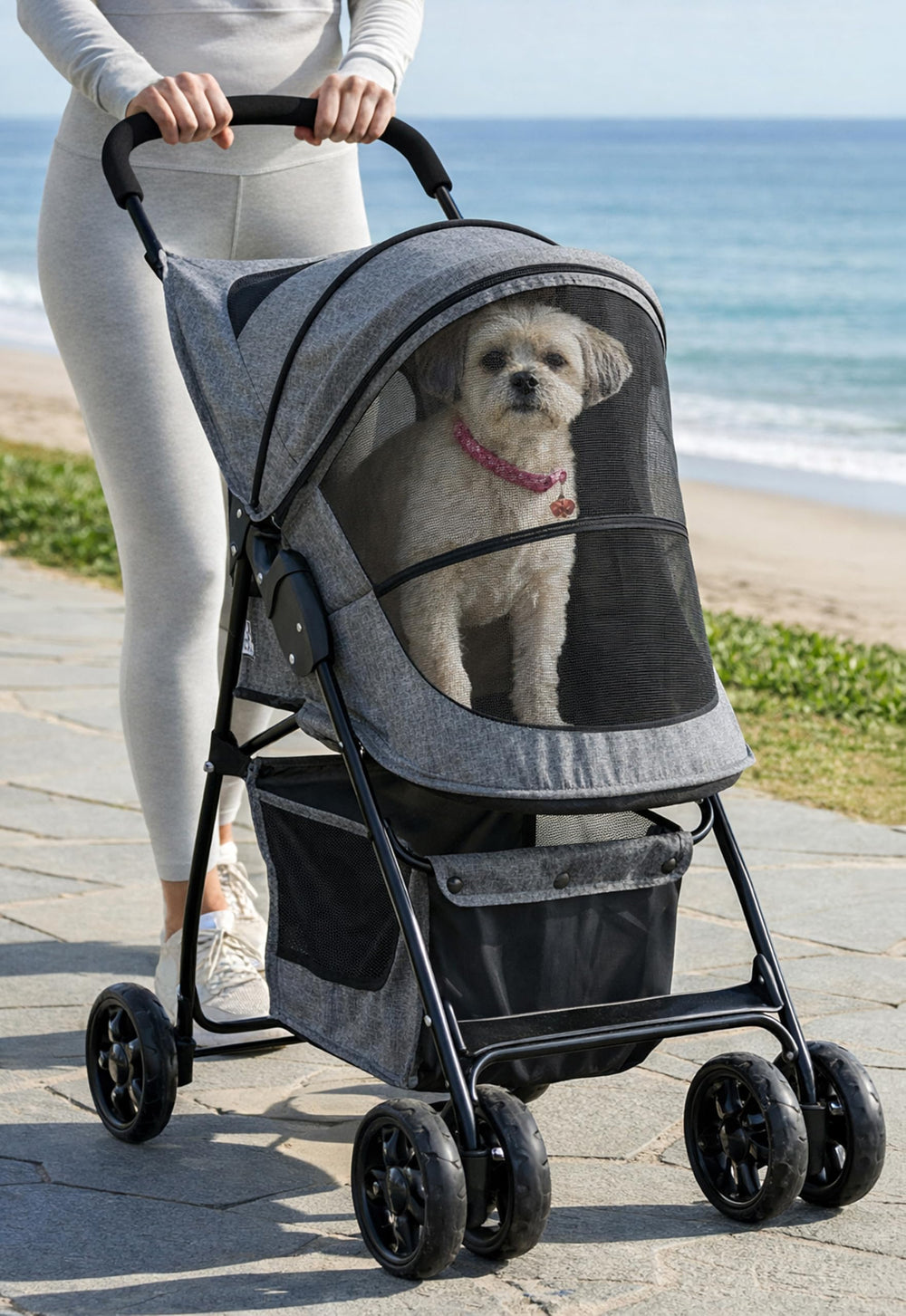 Pet Gear Happy Trails Lite stroller front view with easy-access entry for pets