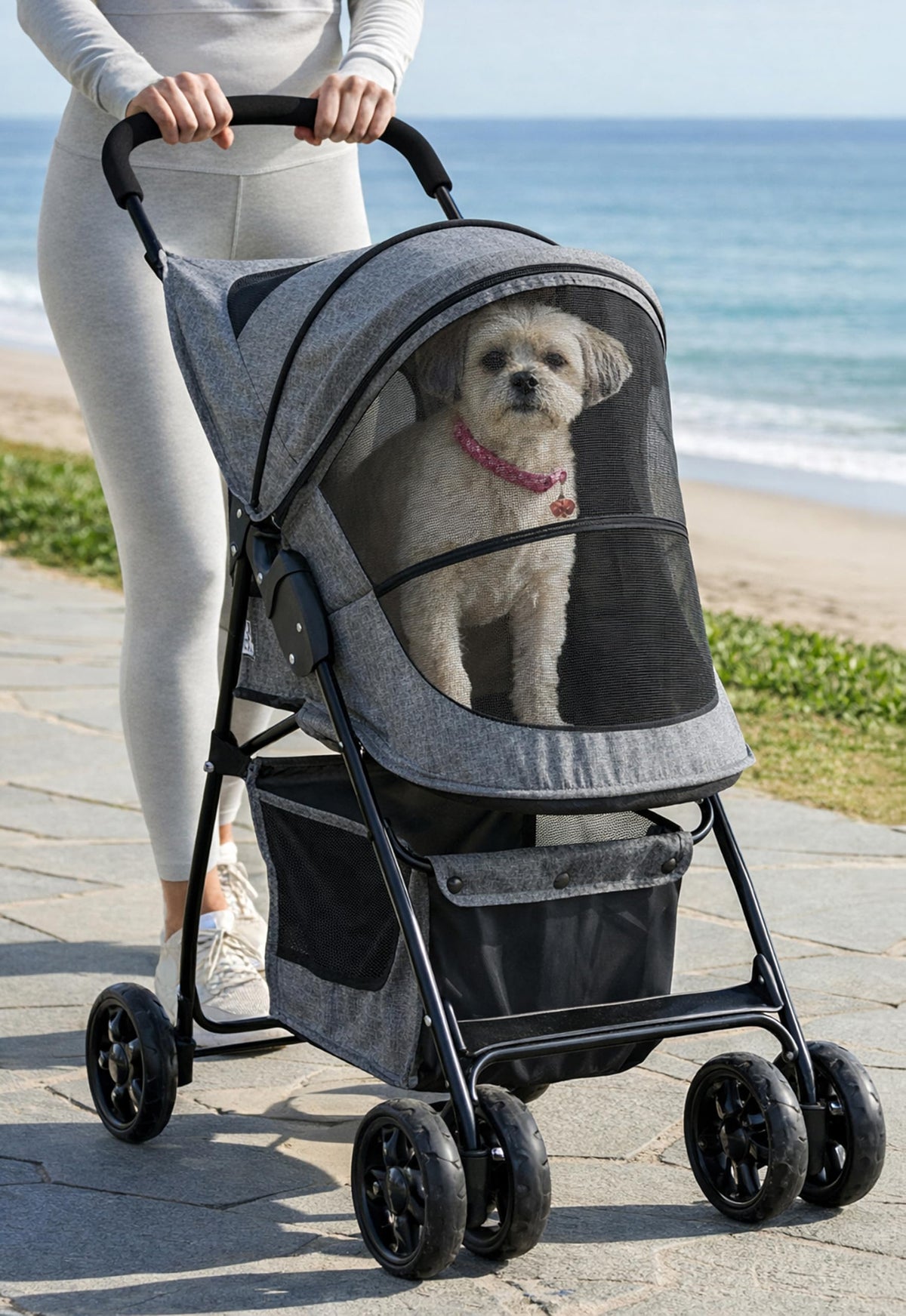 Pet Gear Happy Trails Lite stroller front view with easy-access entry for pets