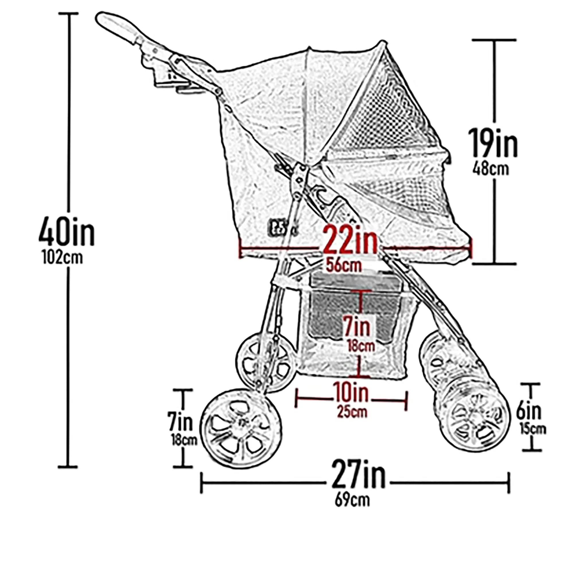 Pet Gear Happy Trails Lite stroller side view showing breathable canopy and safe interior