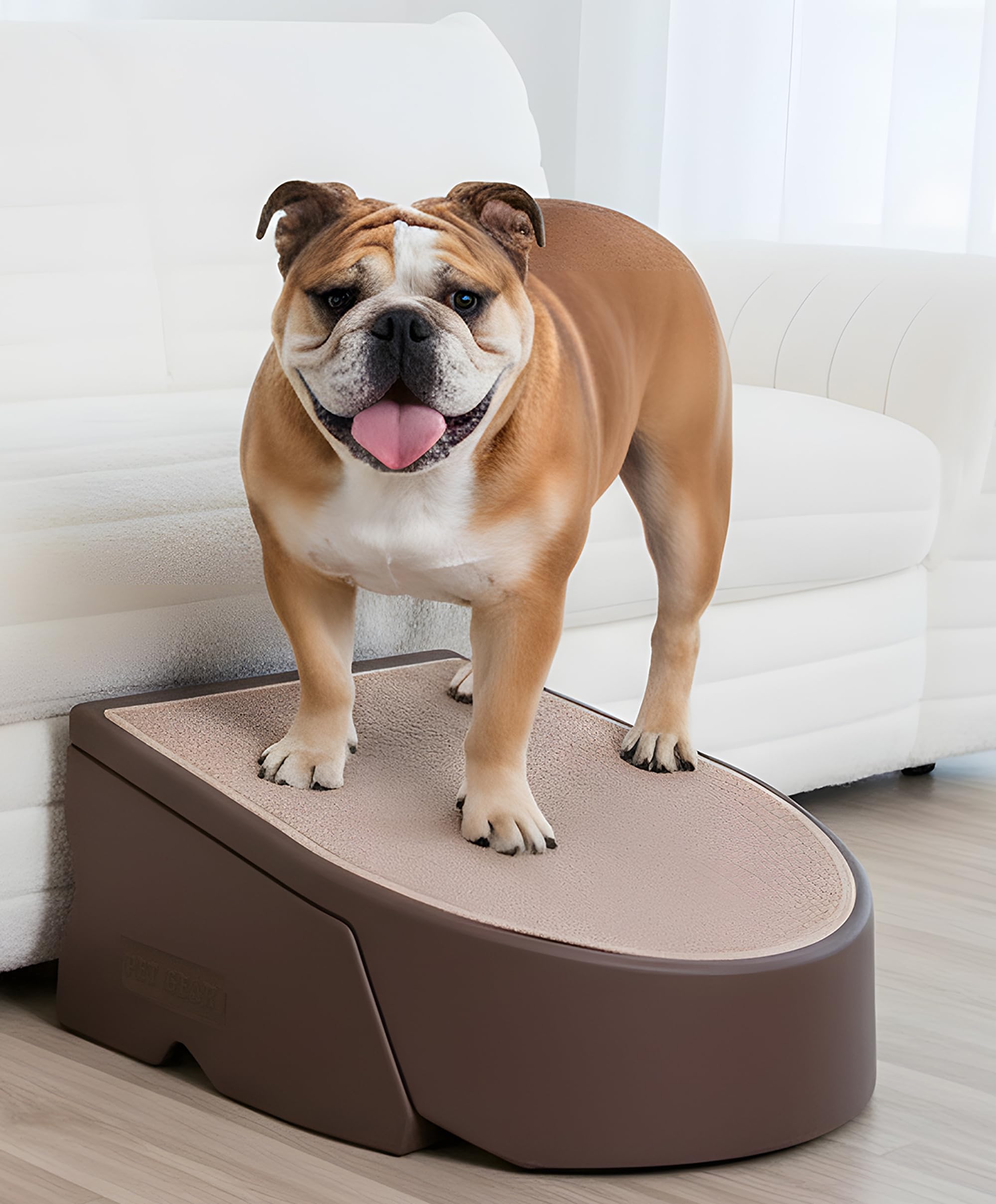 Pet Gear One Step coffee bean color, assembled for easy pet access to furniture.