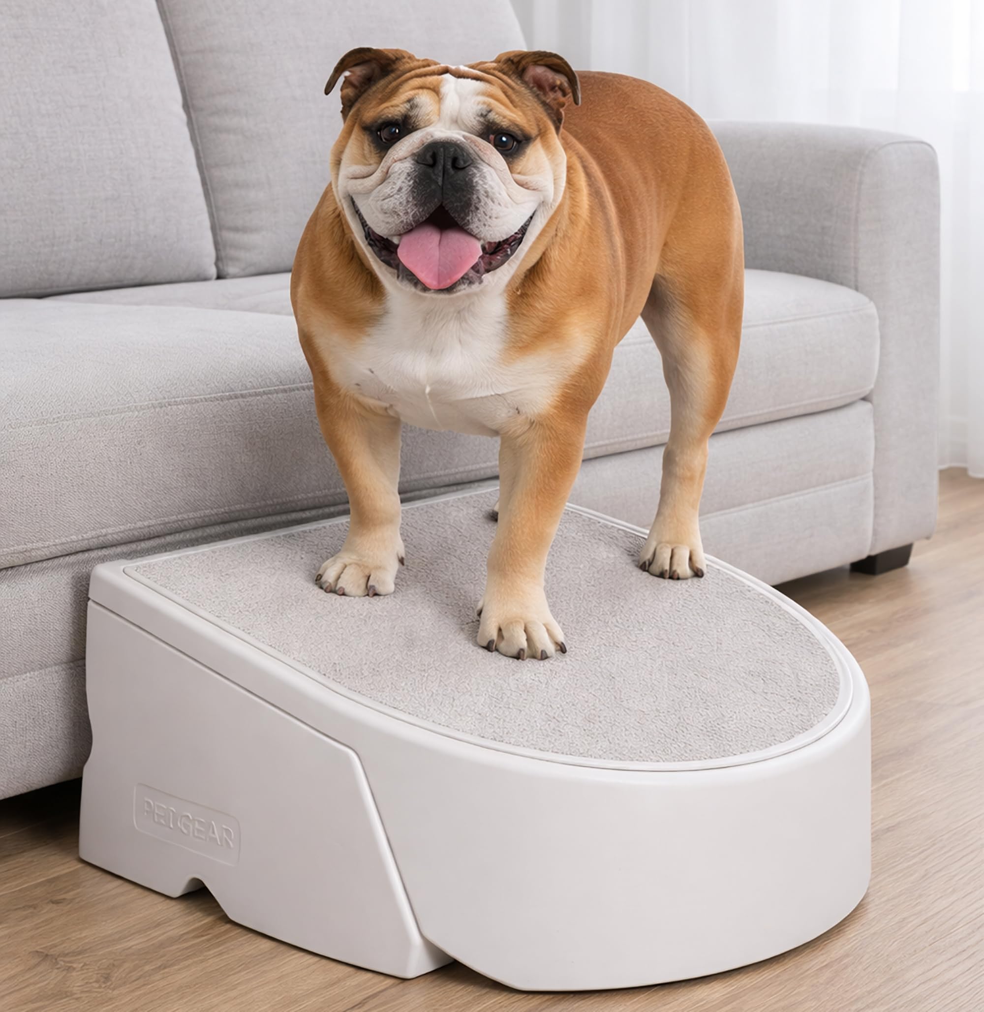 Pet Gear One Step sea salt assembled showing easy furniture access and portable design