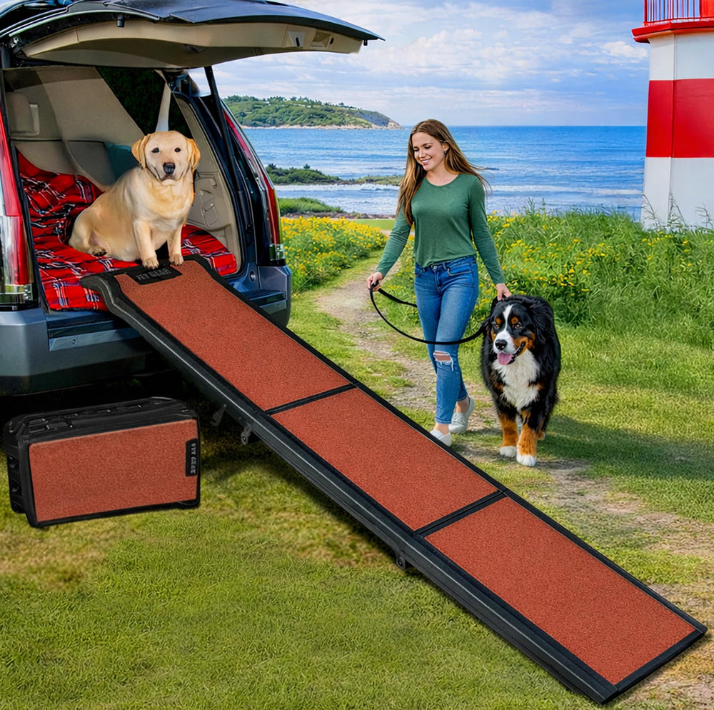 Pet Gear Travel Lite Ramp extended length enables safe vehicle entry for dogs