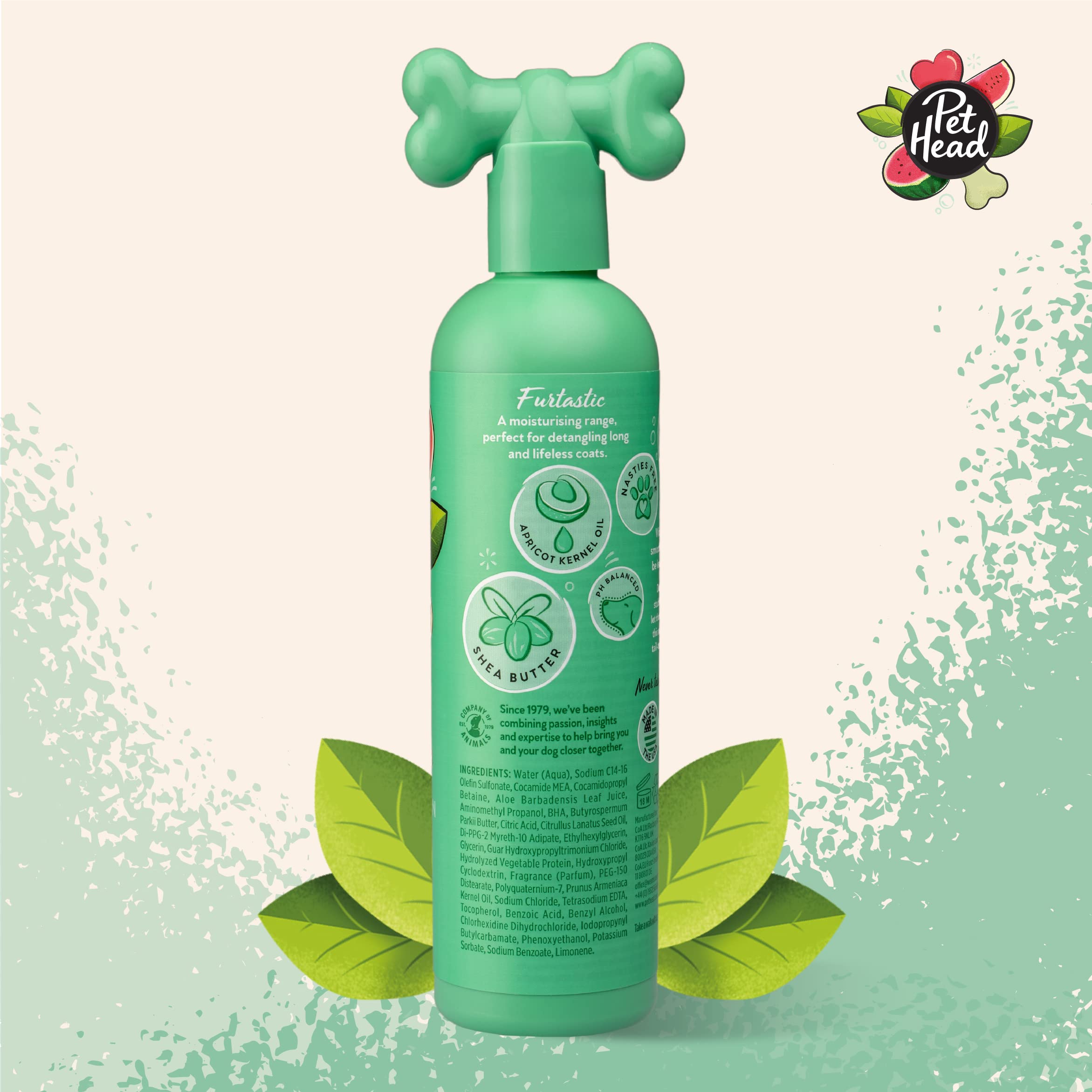 Rich lather from Pet Head Furtastic detangles long, curly coats.