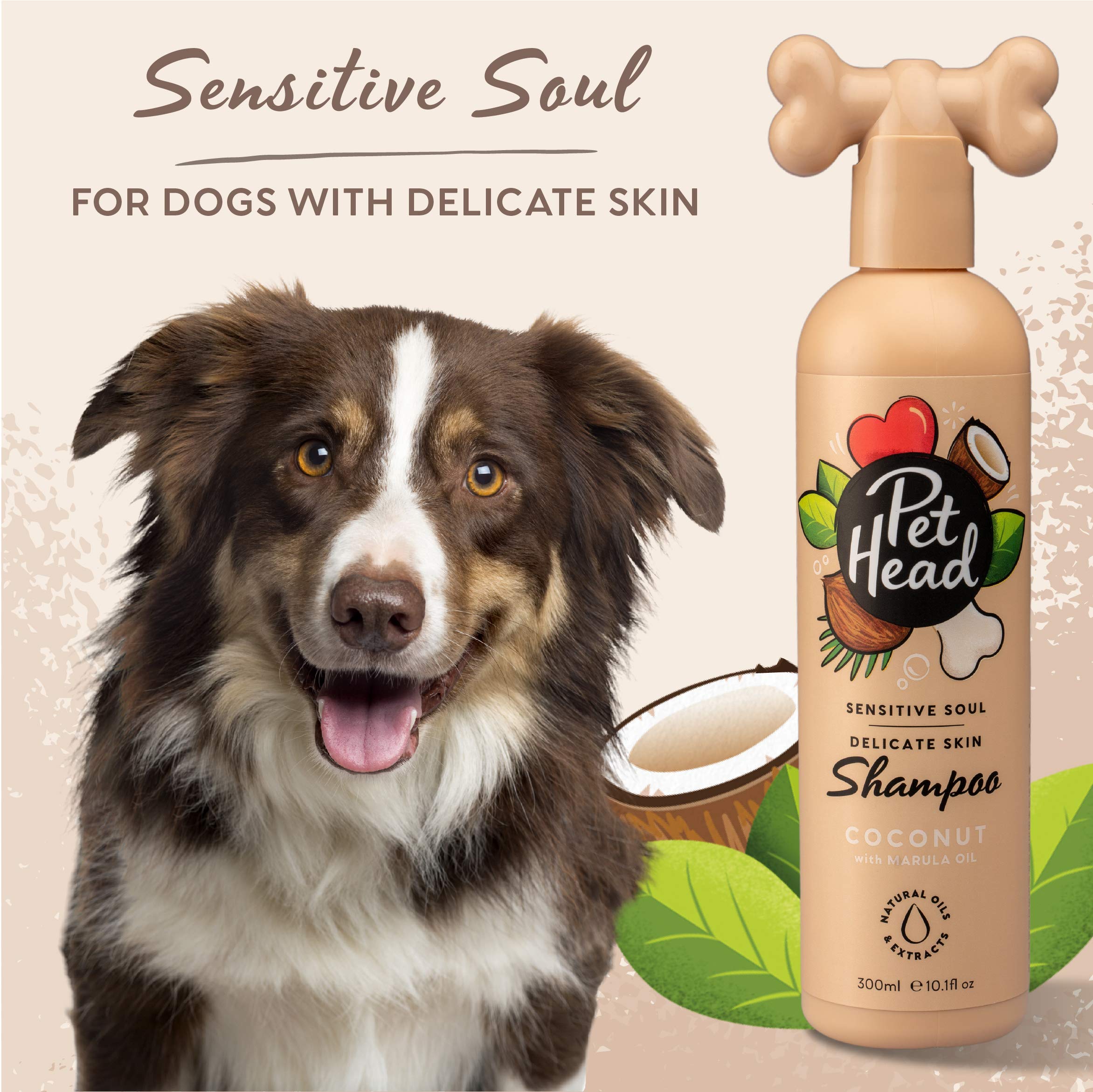 Pet Head Sensitive Soul shampoo contains oatmeal and marula oil for cleansing and moisture.