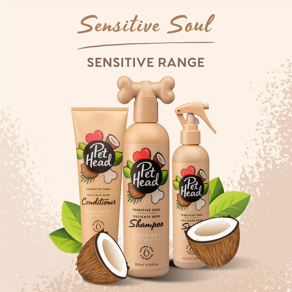 Pet Head Sensitive Soul shampoo vegan and cruelty-free for ethical grooming.