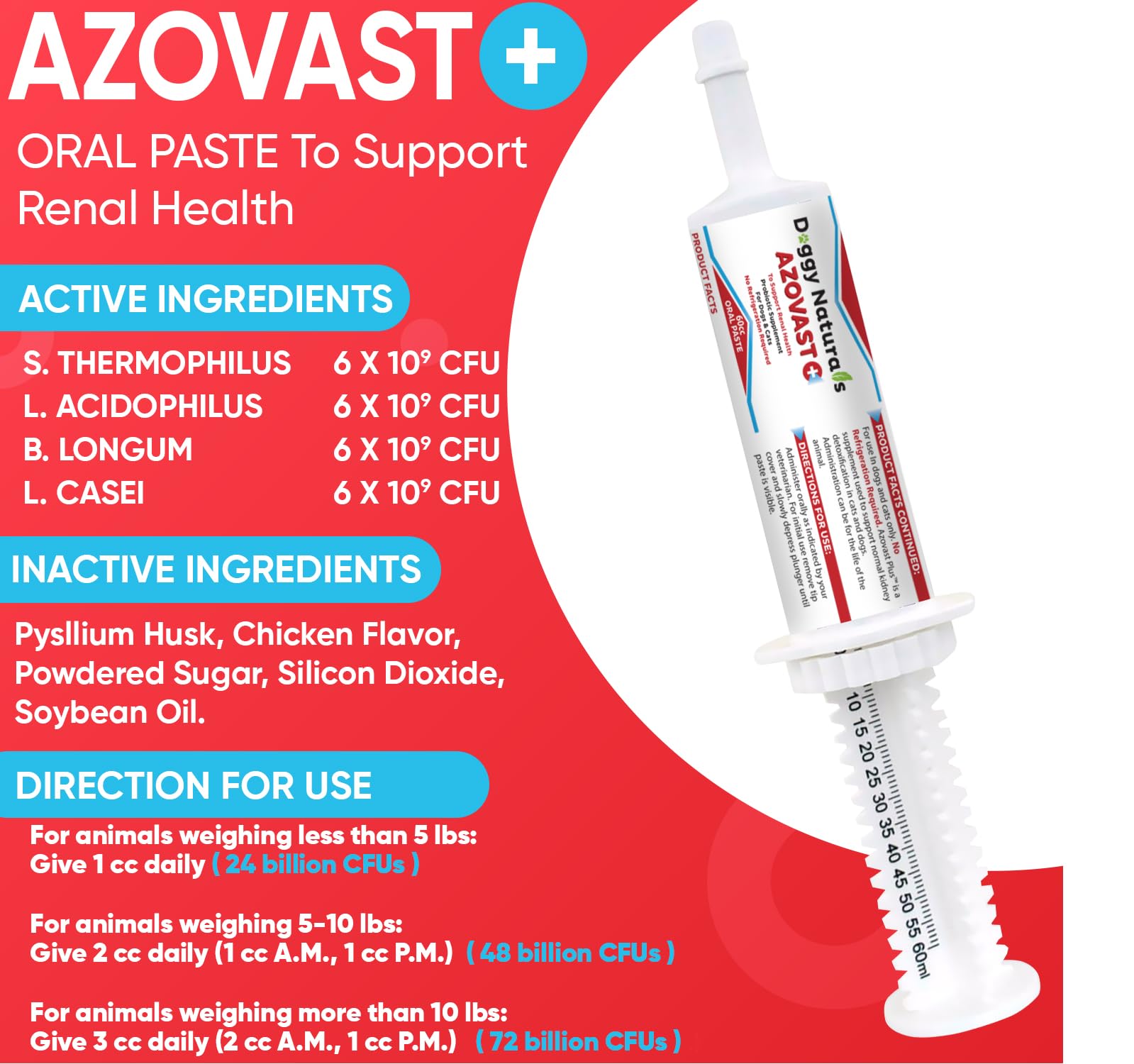 Azovast Plus probiotic ingredients—supports gut balance for overall well-being.