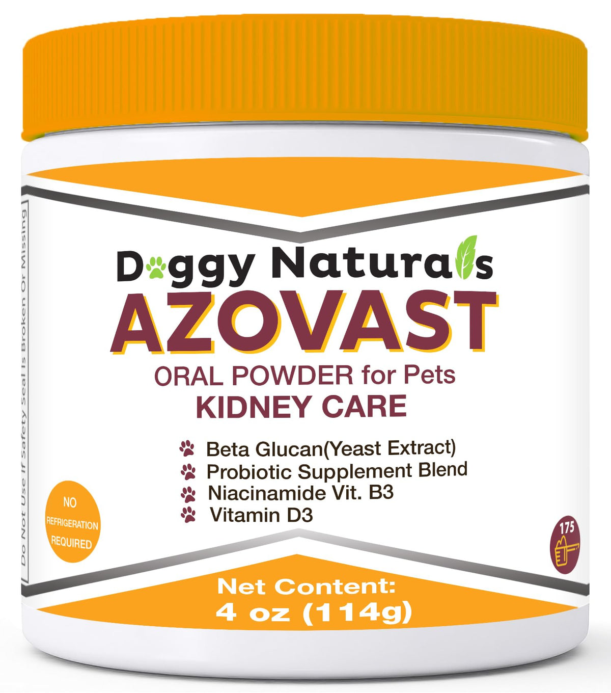 Pet Health Pharma Azovast powder bottle for dogs and cats supports kidney balance.