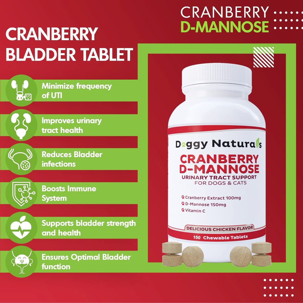 Close-up of Cranberry D-Mannose tablet for pets