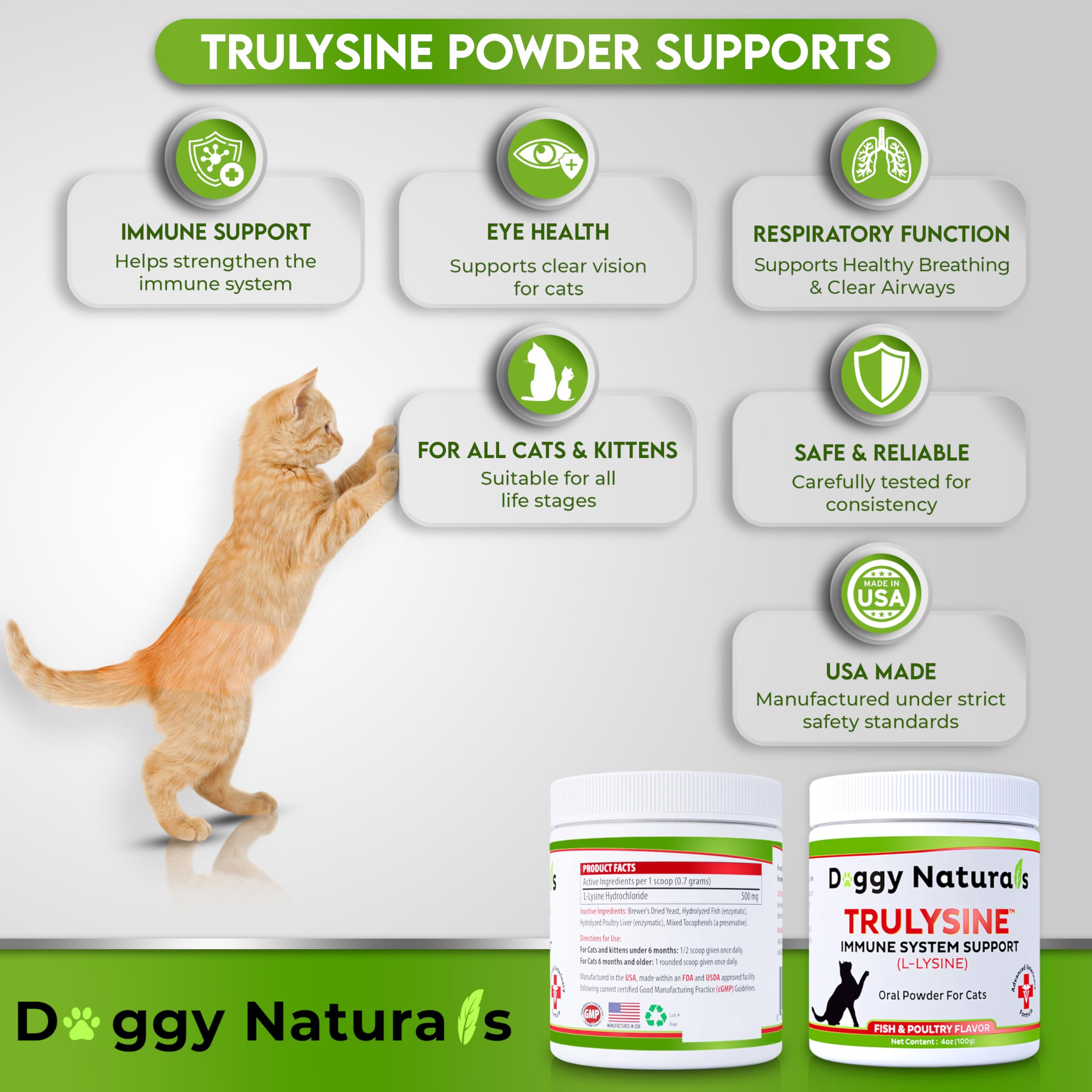 Pet Health Pharma Trulysine poultry and fish flavor appealing to cats.