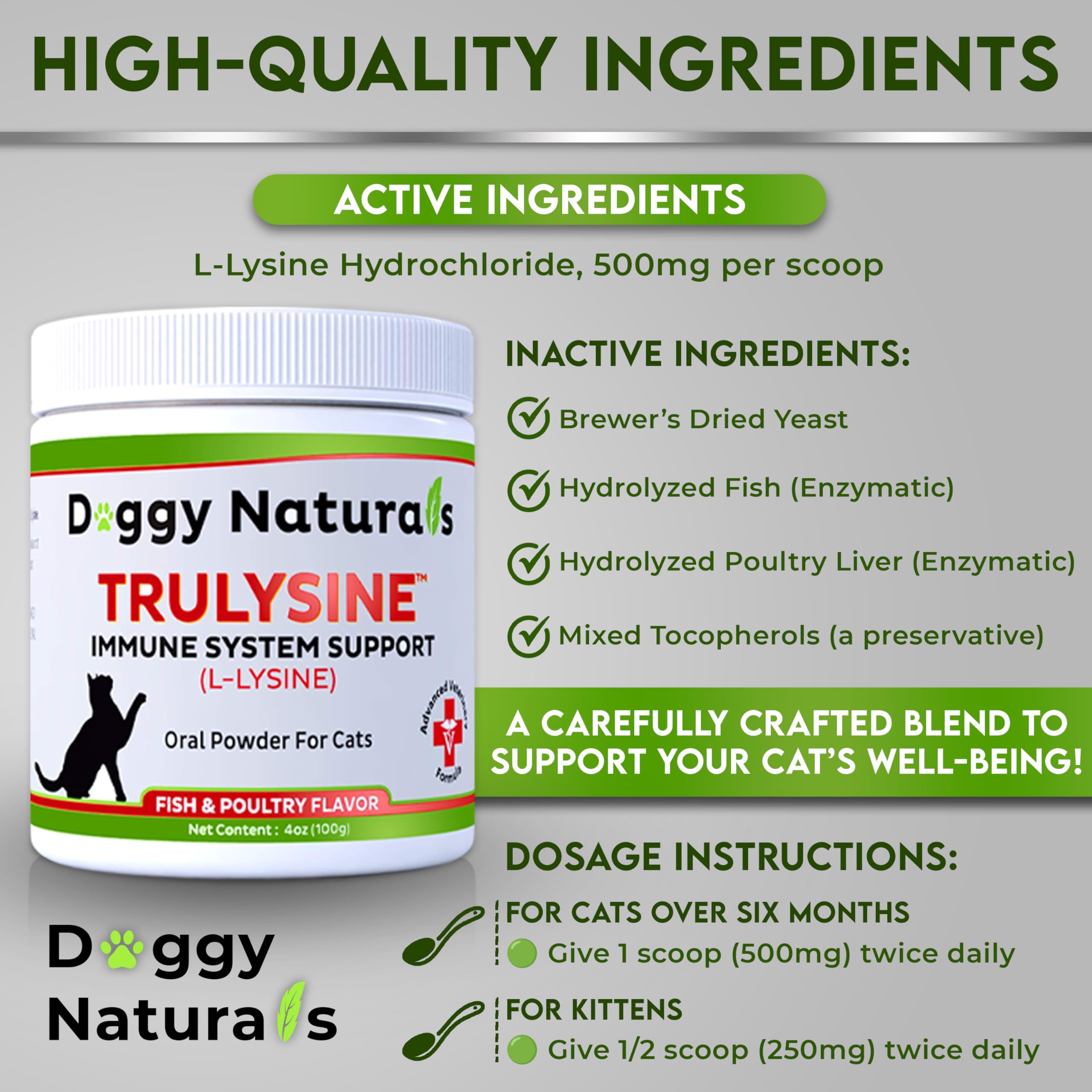 Pet Health Pharma Trulysine powder granules ready to sprinkle on food.
