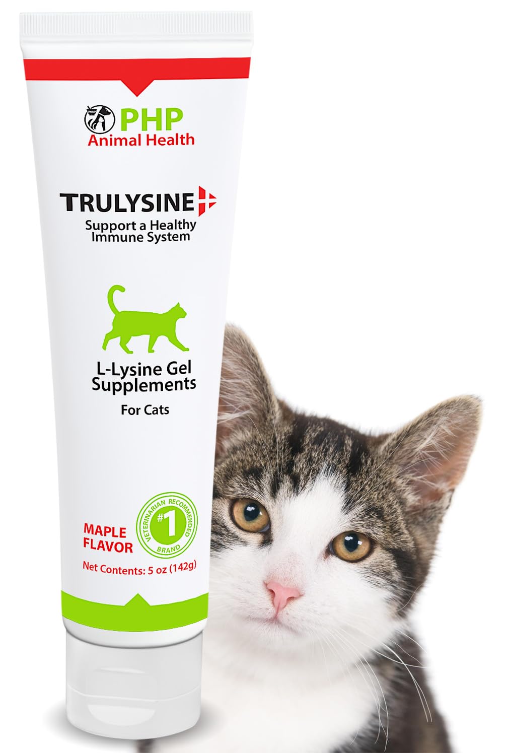Trulysine Viralysine gel bottle showing maple flavor for feline immune support