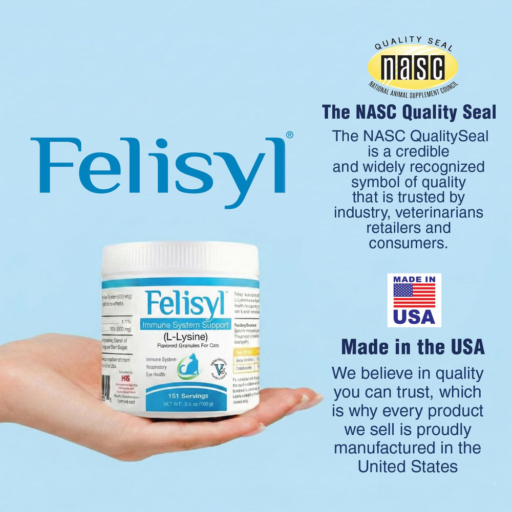 Veterinarian-trusted Felisyl L-Lysine for feline wellbeing.