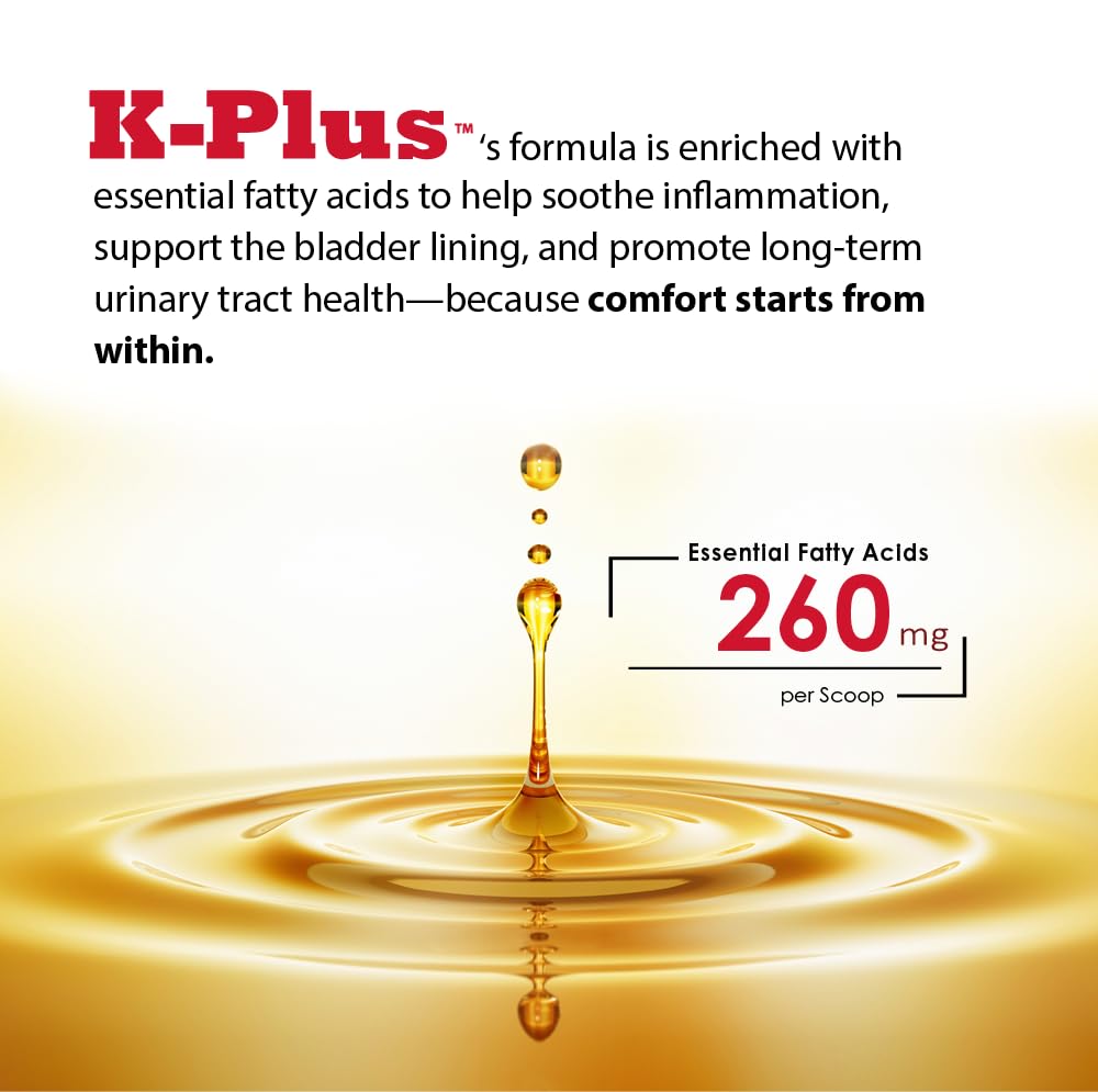 Pet Health Solutions K-Plus granules texture close-up shows palatable supplement form