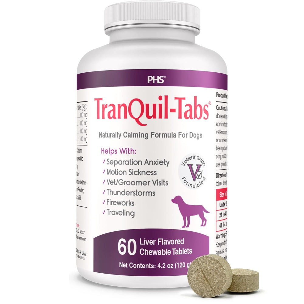 Pet Health Solutions TranQuil-Tabs dog-tablet for calming support during stressful events.