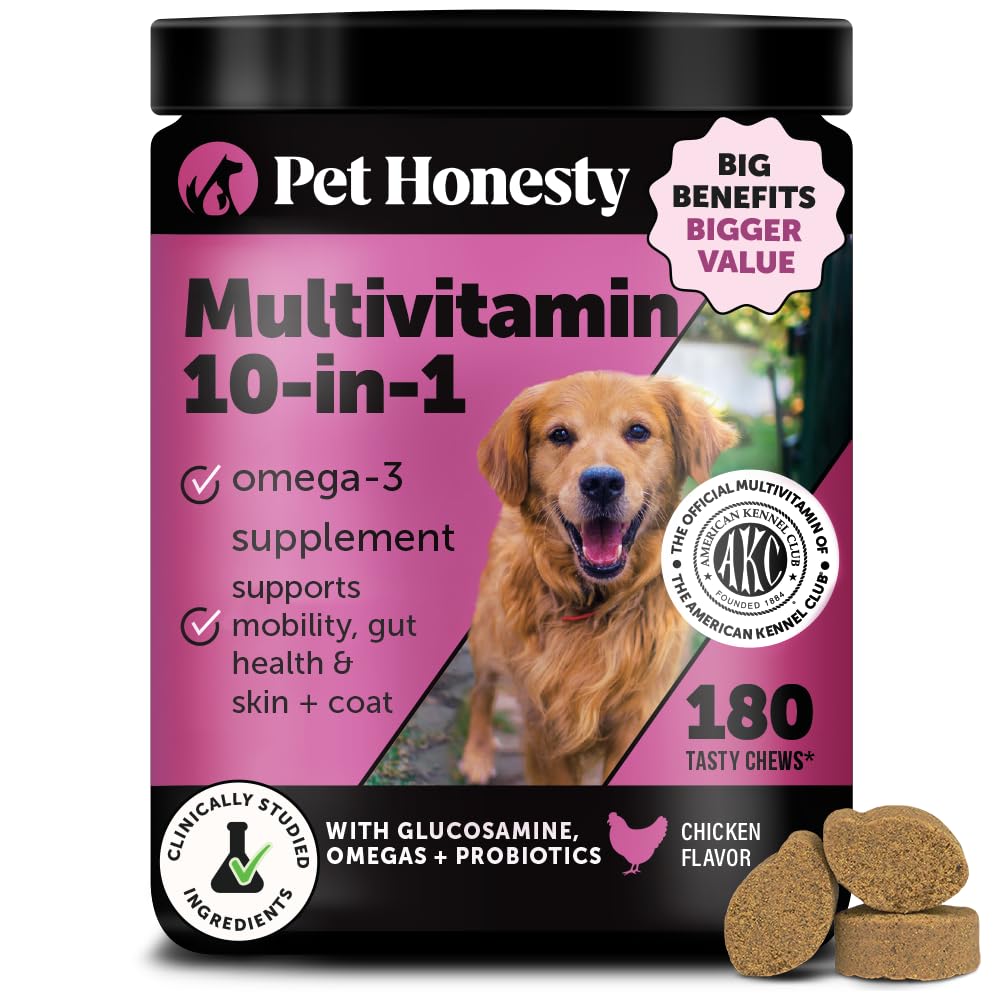 Pet Honesty 10-in-1 dog multivitamin bottle for daily vitality