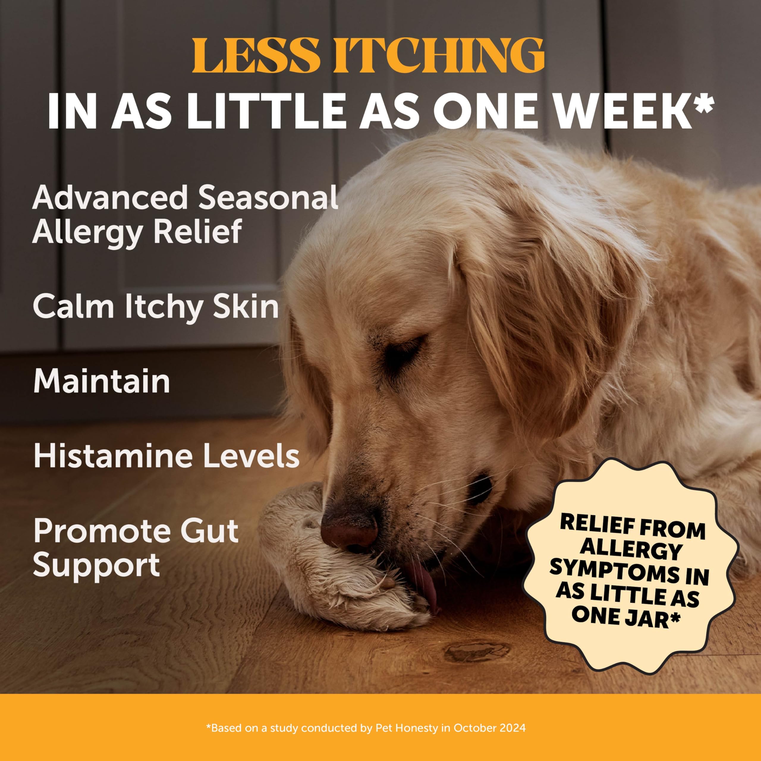 Pet Honesty Allergy + Itch Relief chews chicken flavor appealing to dogs.