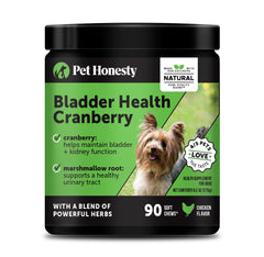 Pet Honesty Bladder Health Cranberry packaging highlighting urinary support for dogs