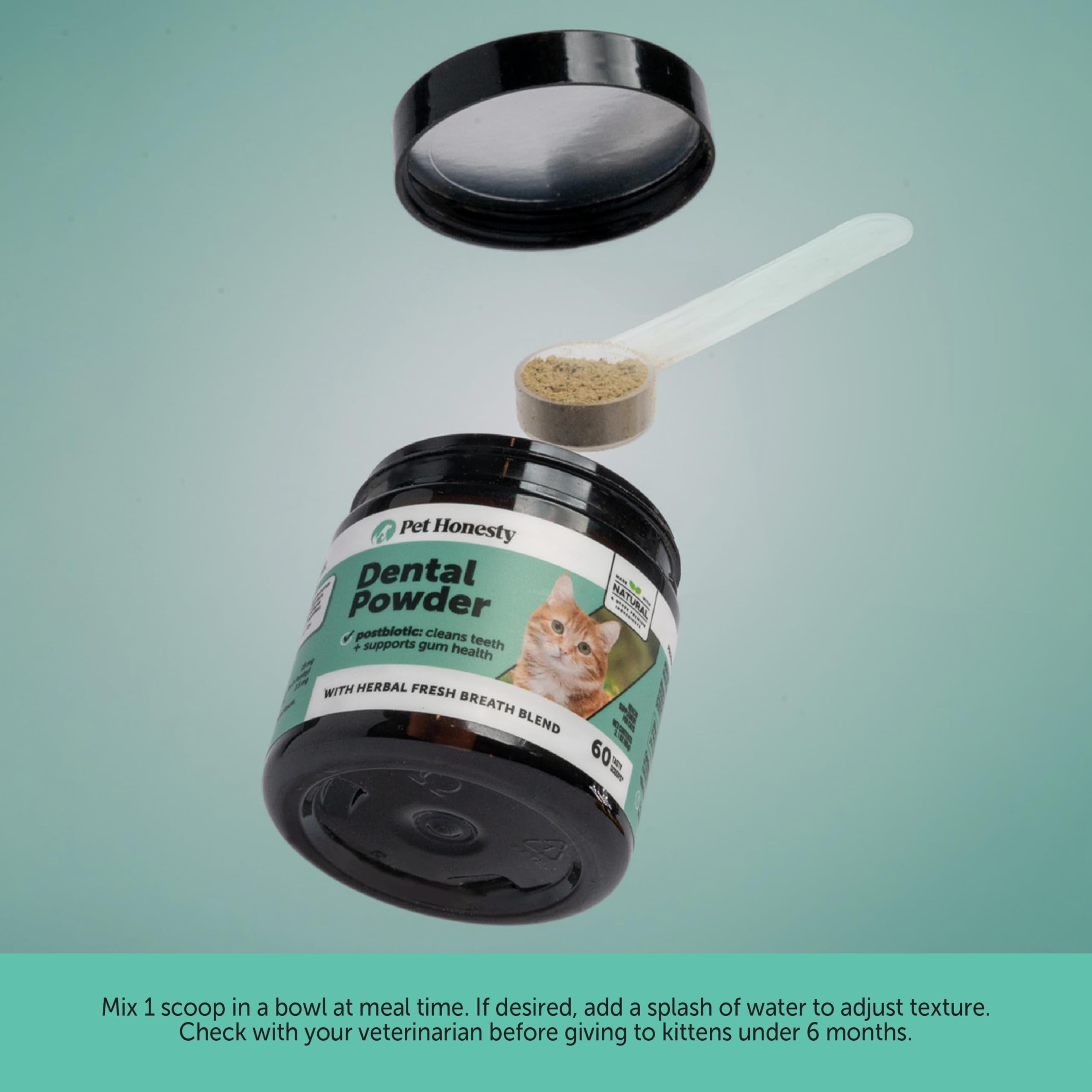 Pet Honesty bottle front label highlighting U.S. manufacturing