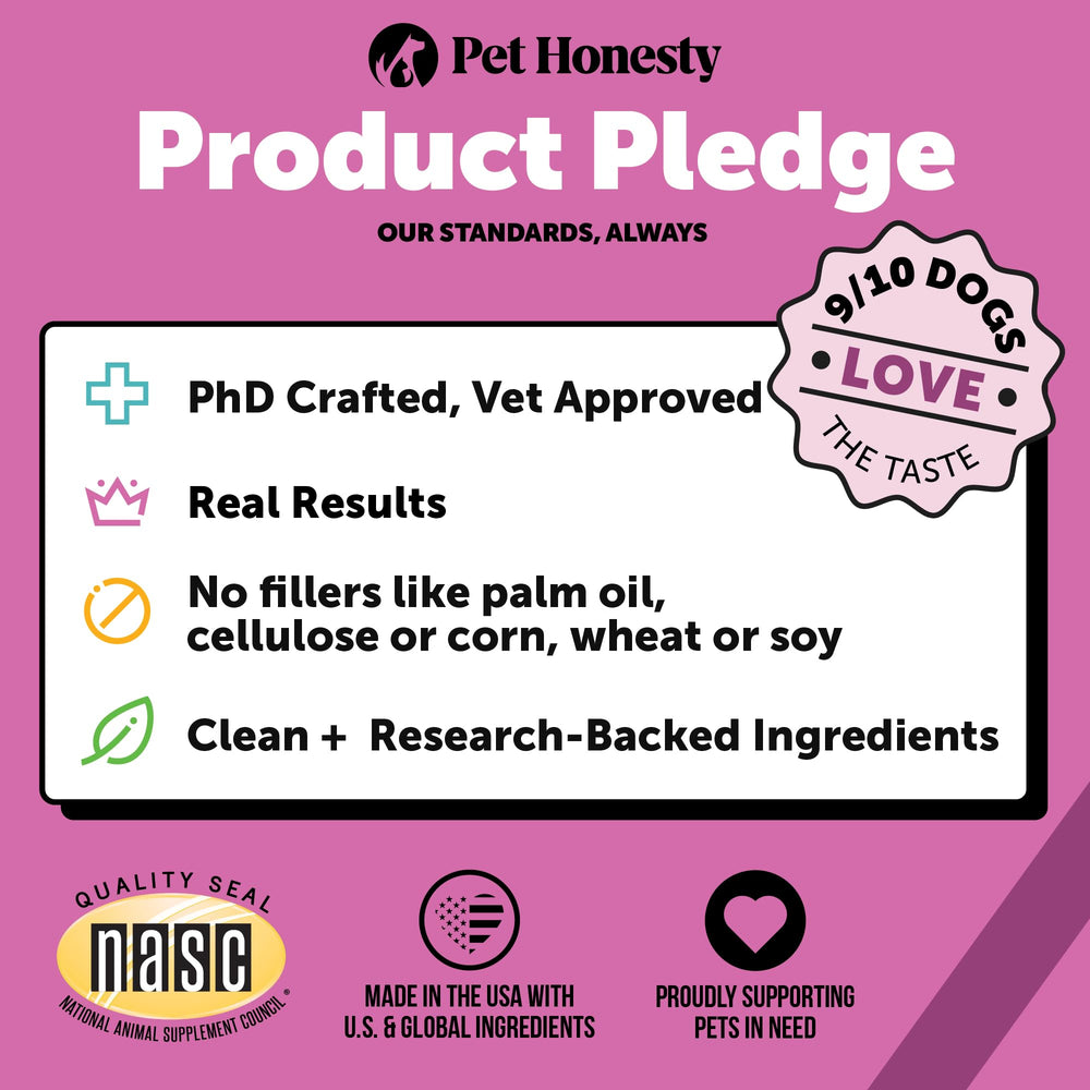 Pet Honesty dog with shiny coat illustrating skin and coat benefits.