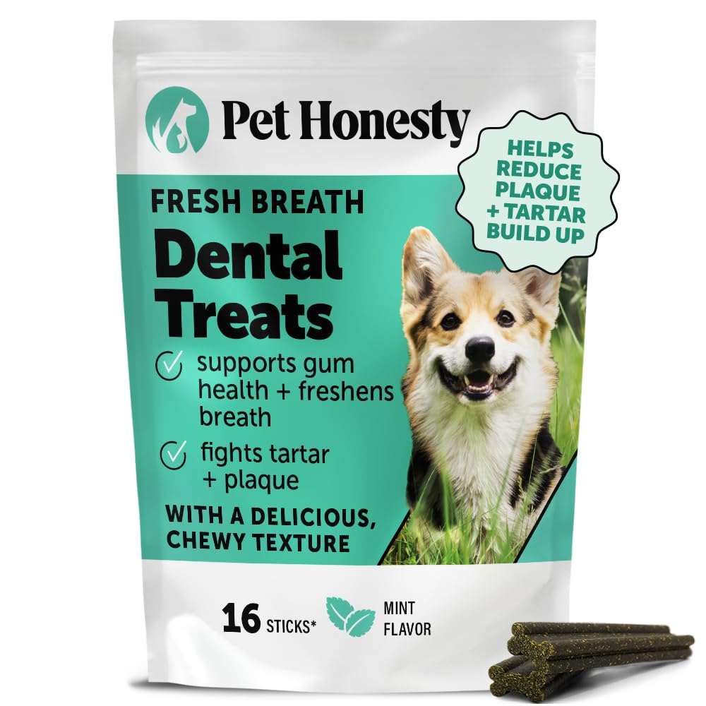 Pet Honesty Fresh Breath Sticks packaging for easy daily dental care.