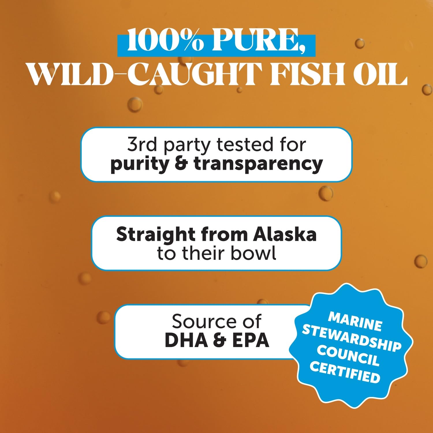 Pet Honesty Omega-3 label detail emphasizing Alaska-sourced oil