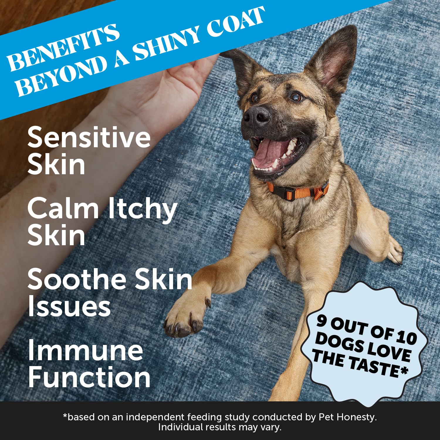 Pet Honesty Omega Skin Health chews with krill and spirulina support skin comfort