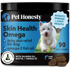Pet Honesty Omega Skin Health chews with salmon oil promote a healthier coat