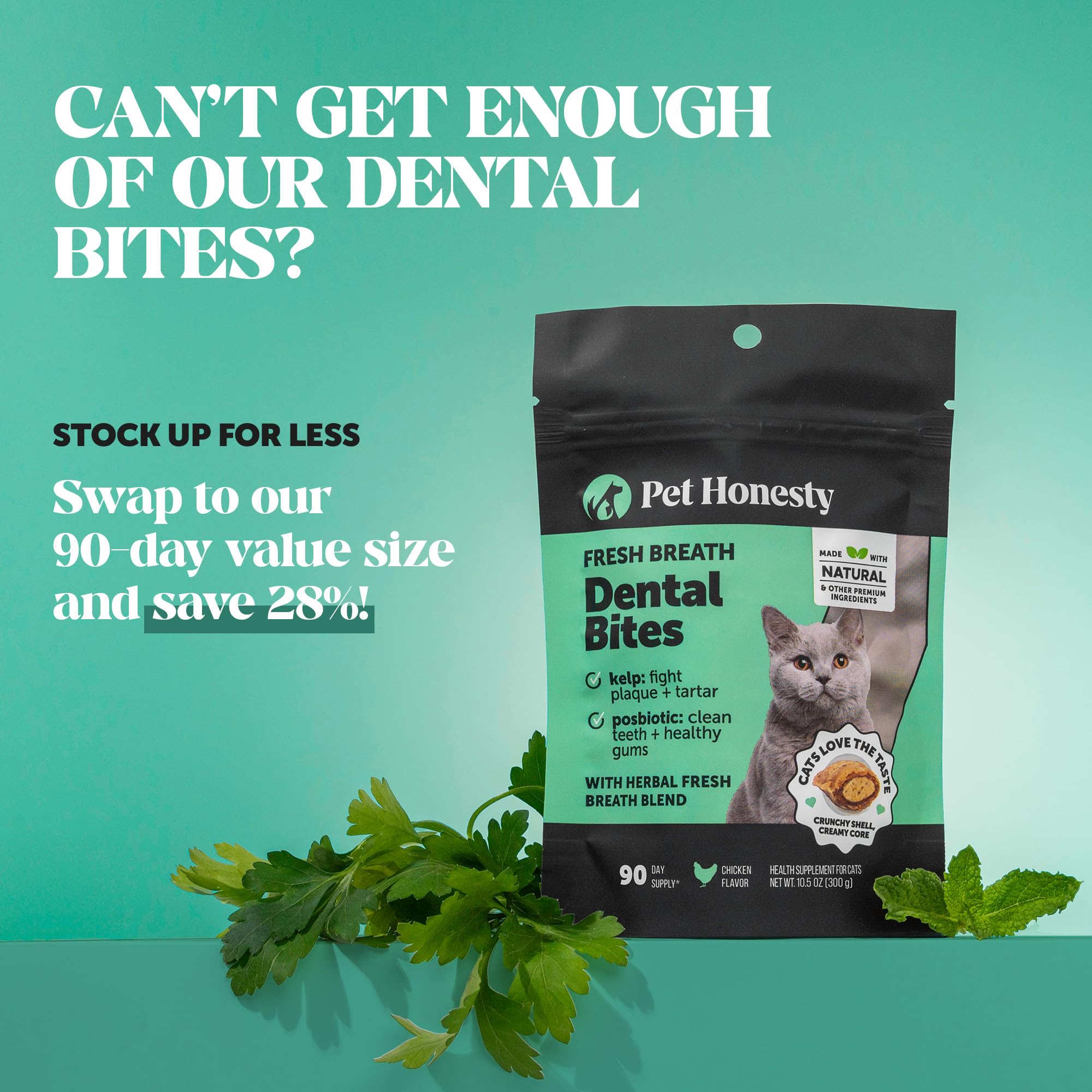 Pet Honesty USA-made NASC-certified cat treats on a shelf.