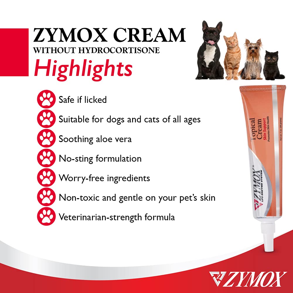 ZYMOX cream texture close-up, gentle no-sting formula
