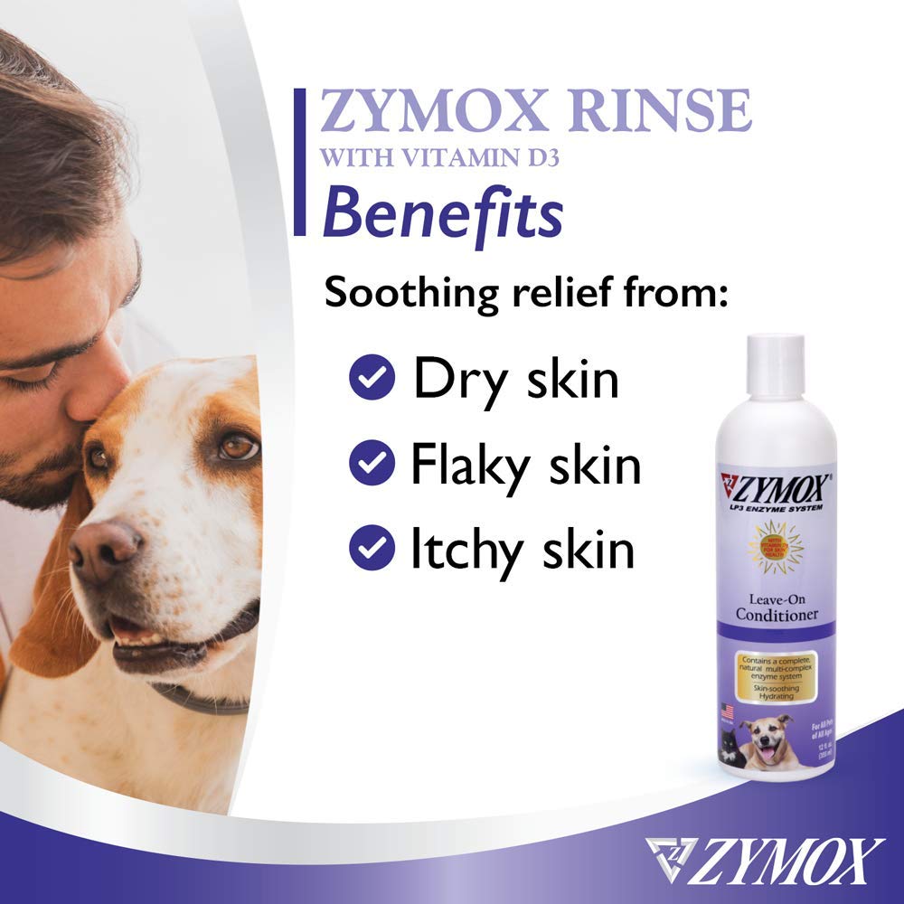 Pet King Brands ZYMOX leave-in conditioner on a cat coat for manageability.