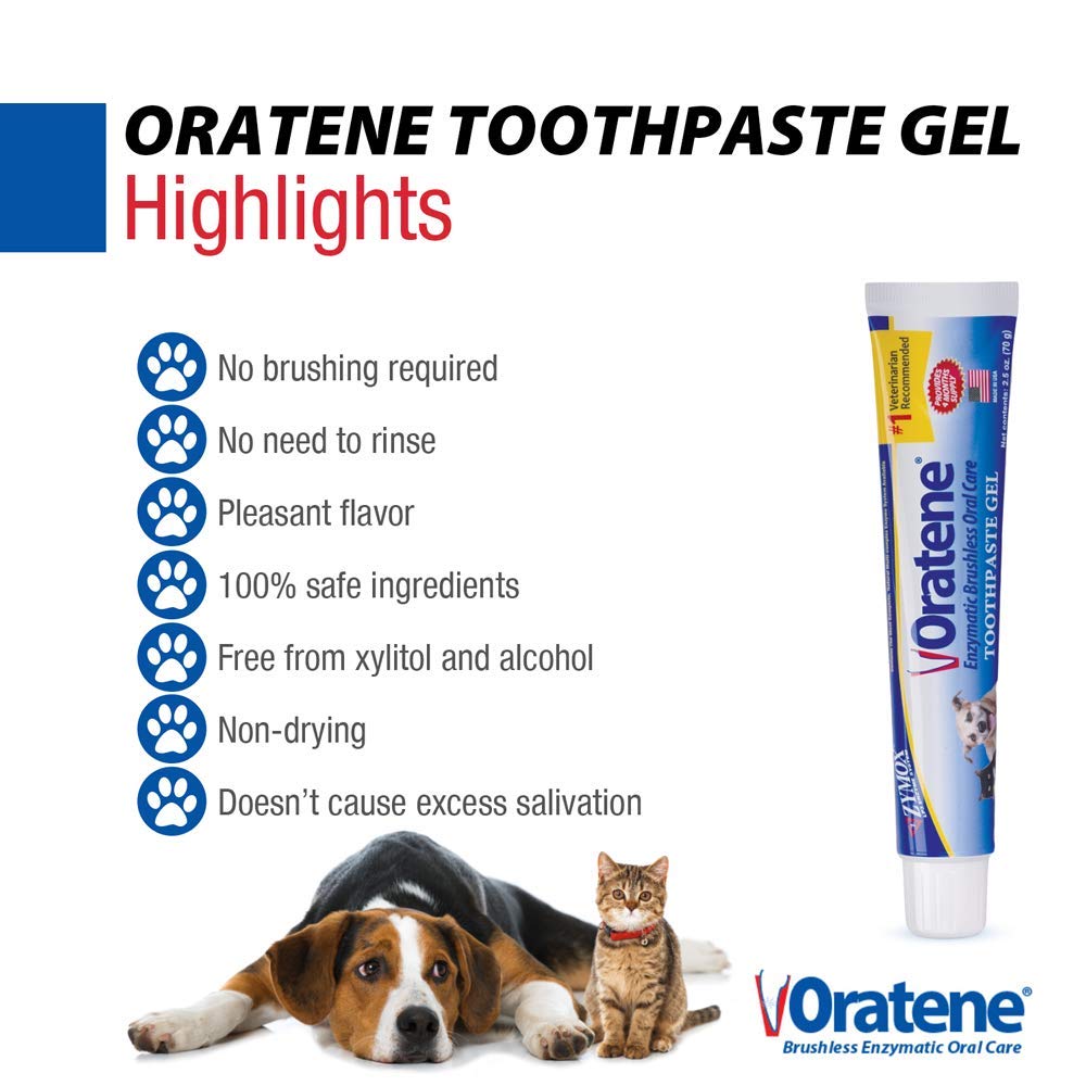 Close-up of the gel texture from ZYMOX Oratene brushless toothpaste for pets