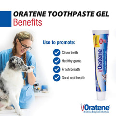 ZYMOX Oratene brushless toothpaste gel tube on the side, ready for application