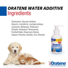Adding Zymox Oratene to a pet's water bowl for daily oral care.