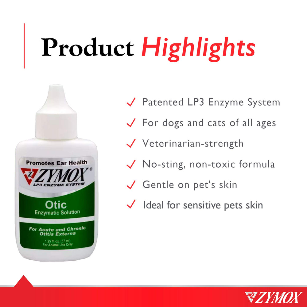 Zymox Otic label closeup highlighting LP3 enzyme system