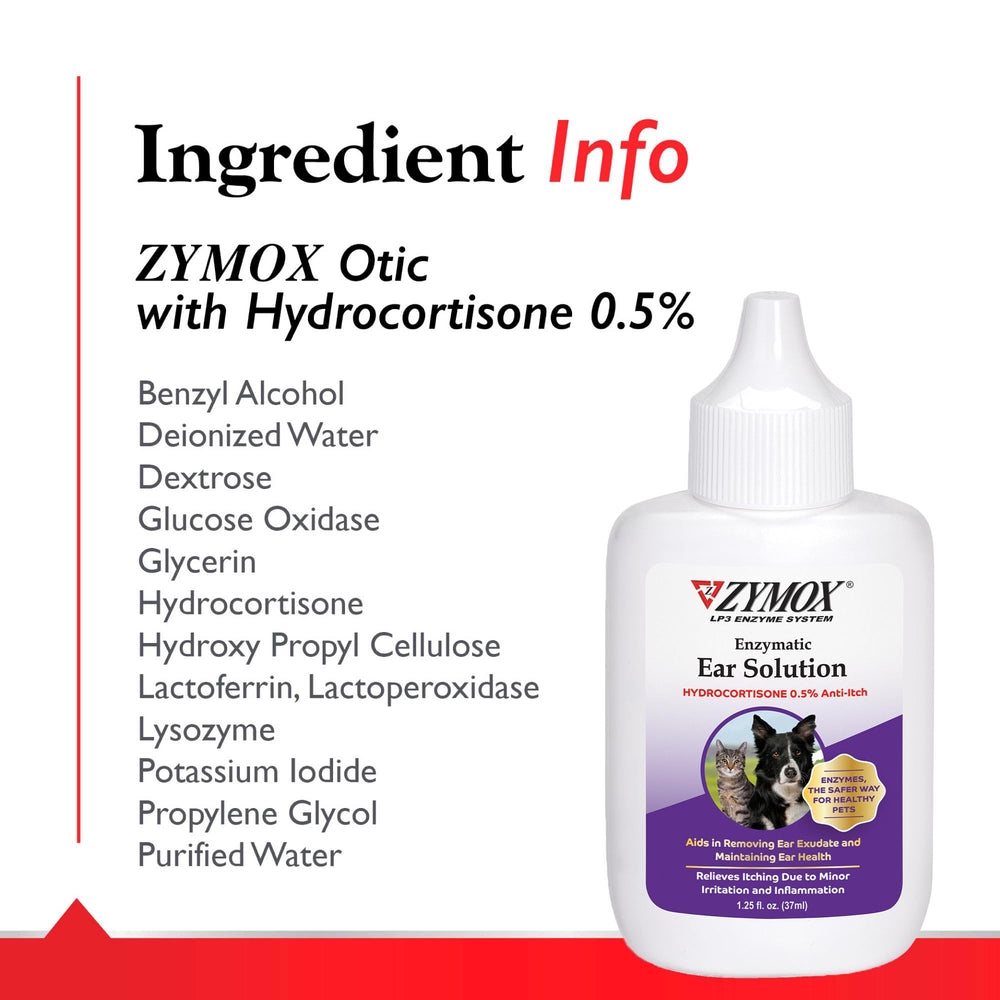 Pet King Brands ZYMOX usage scene showing a calm pet during ear care.