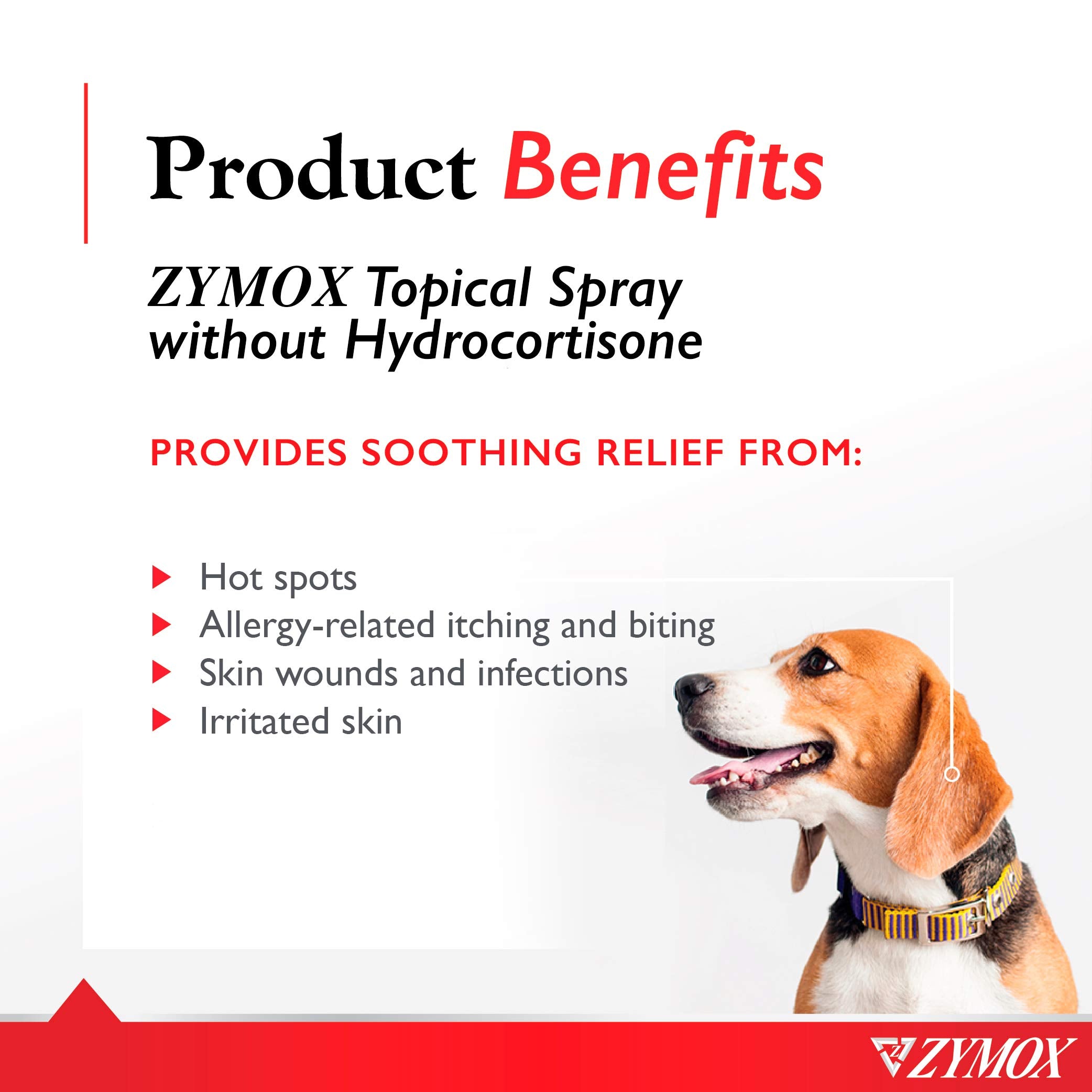 Pet King Brands Zymox topical spray applied directly to skin for quick relief