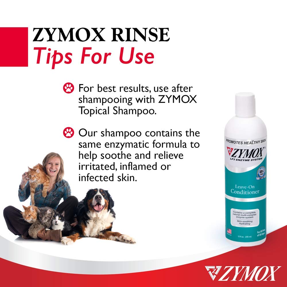Dry fur and skin appear softer with Zymox leave-on conditioner
