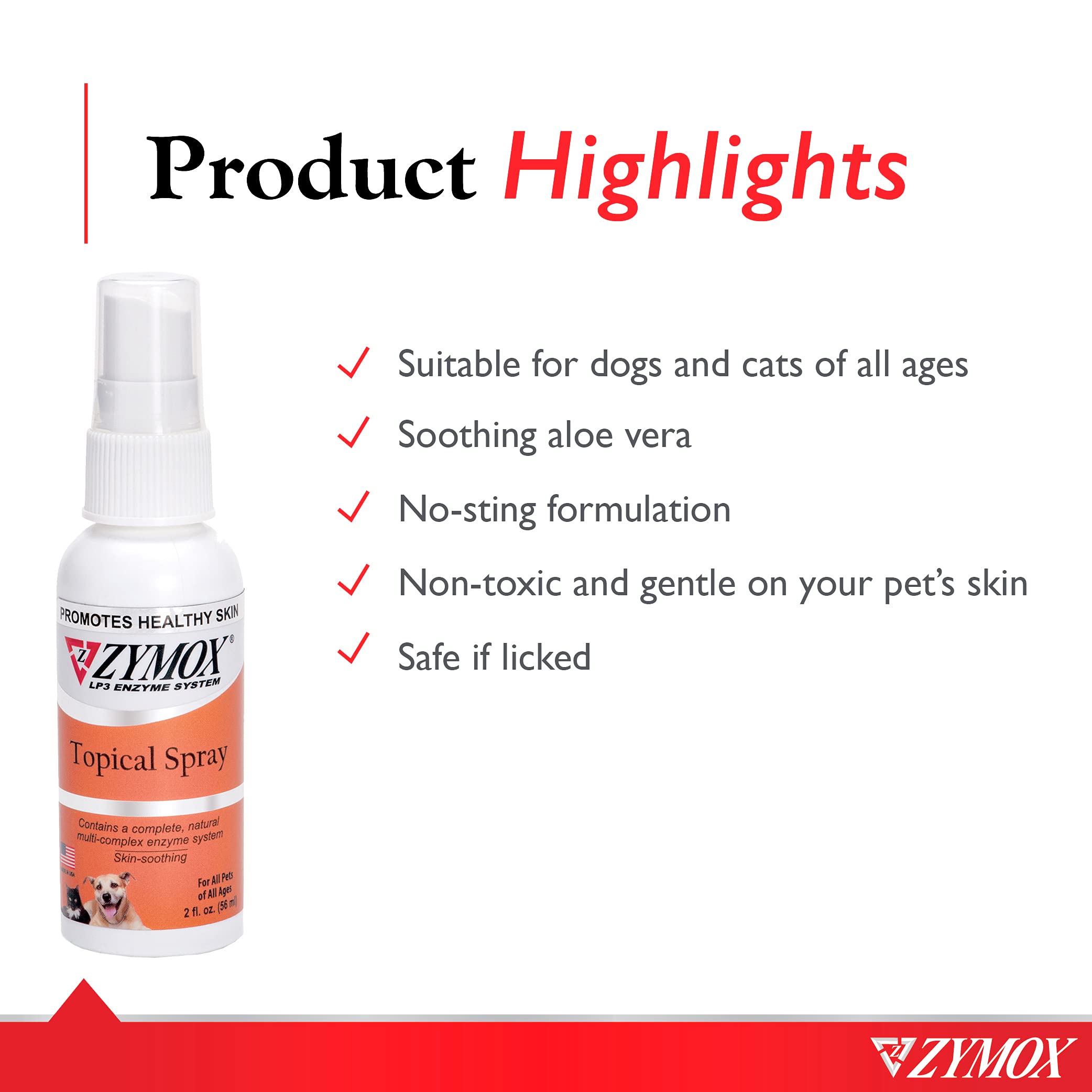 Zymox no-sting formula spray provides gentle wound care for pets
