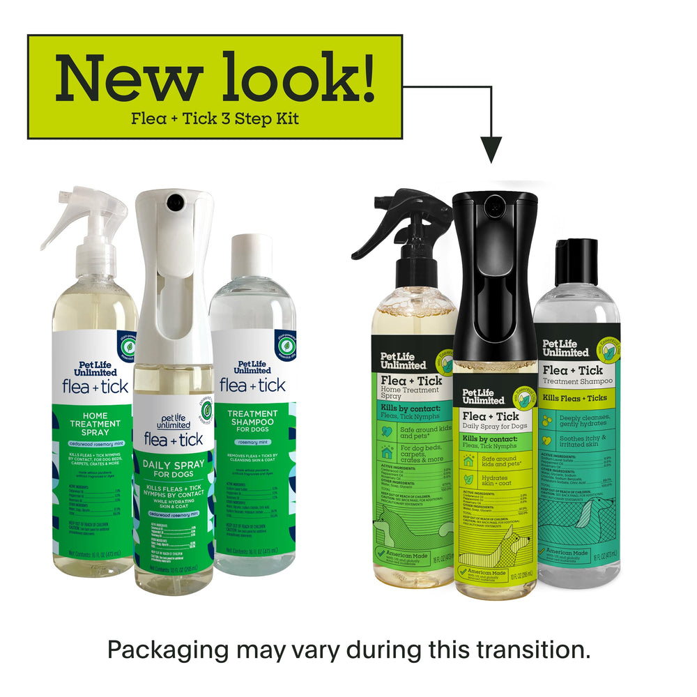 Pet Life Unlimited home spray applied to bedding to repel fleas and ticks.