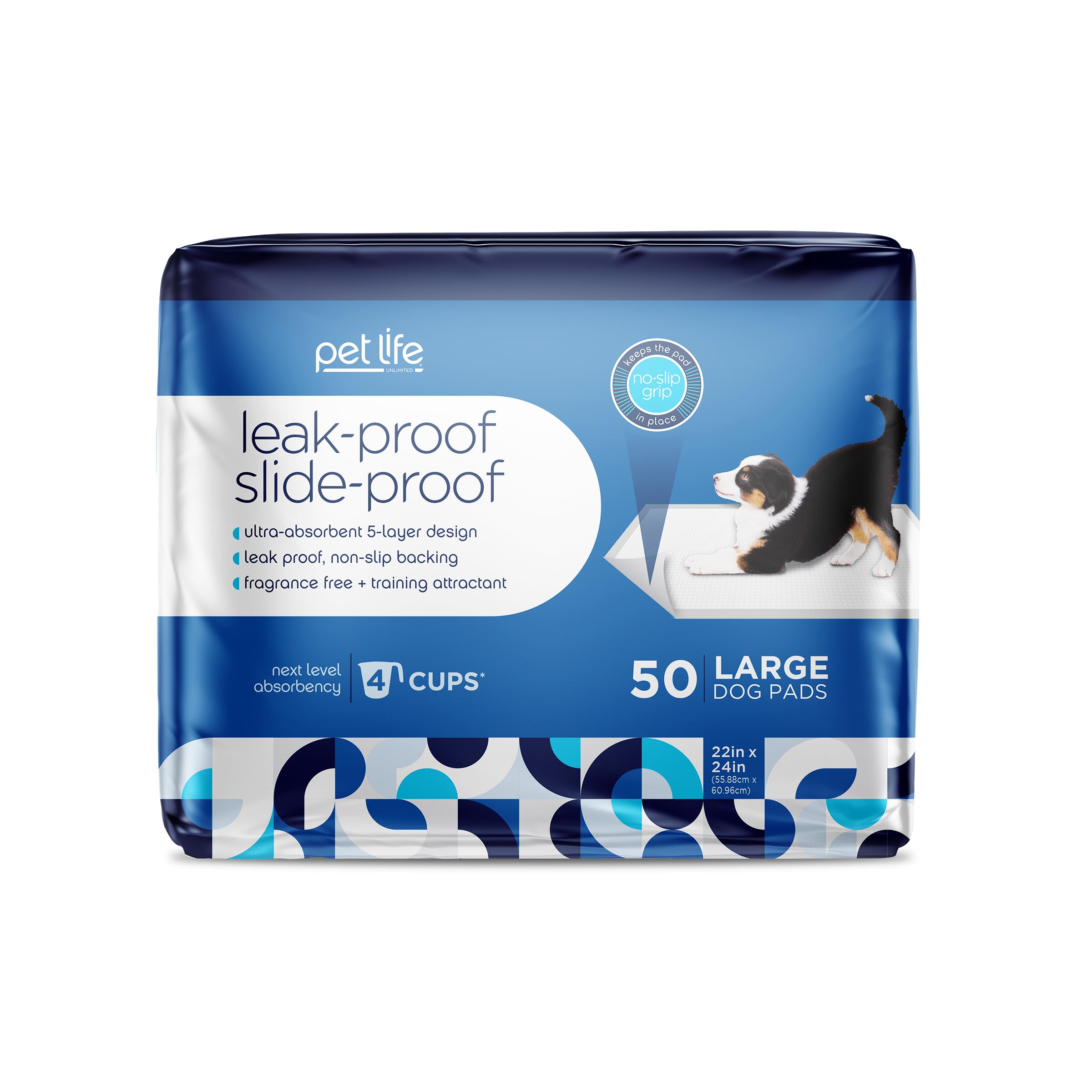 Pet Life Unlimited leak-proof slide-proof puppy pad keeps floors dry during training.