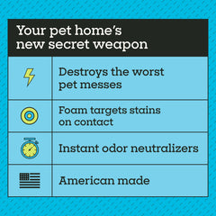 Pet Life Unlimited SuperFoam Spray foam mode deep cleans stubborn stains on fabrics