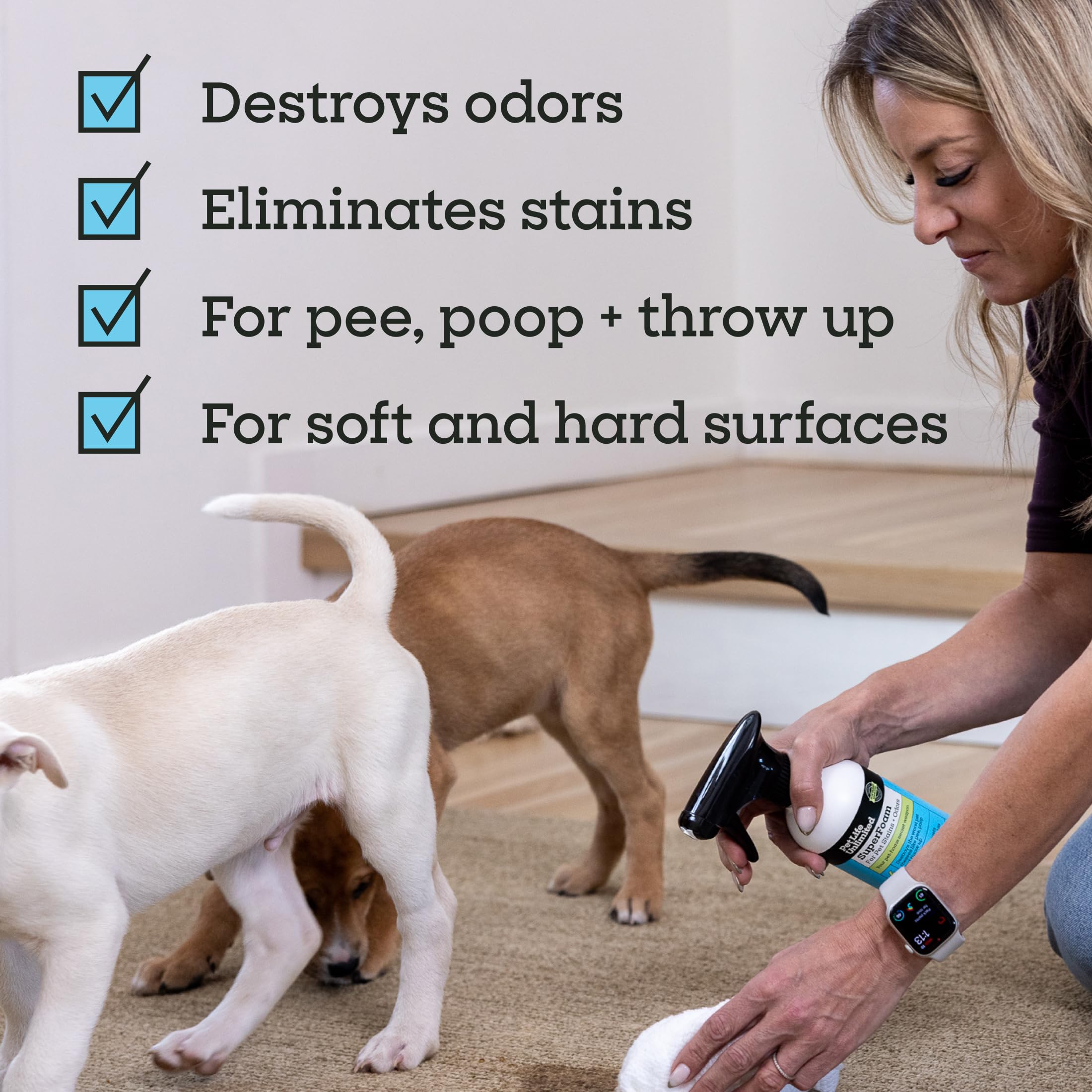Pet Life Unlimited SuperFoam Spray features juniper leaf scent for a light pleasant aroma