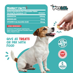 PET LOL Quercetin dog chew tablets, easy daily immune support.