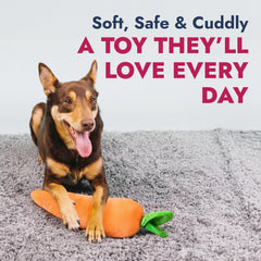 Pet Lou Carrot Plush Dog Toy squeaker interior for engaging play.
